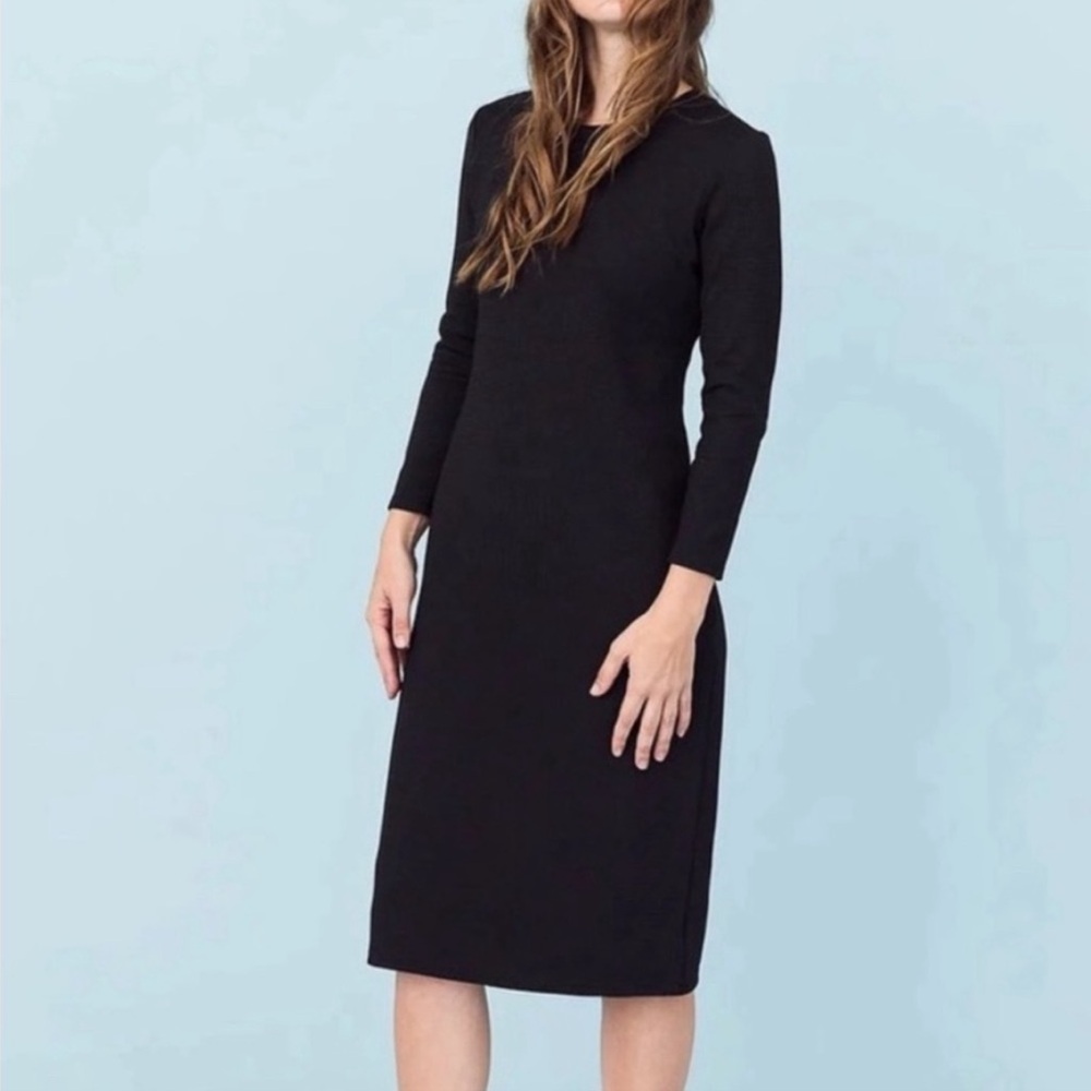 Sonnet James Black Long Sleeve Knee Length Sheath Dress